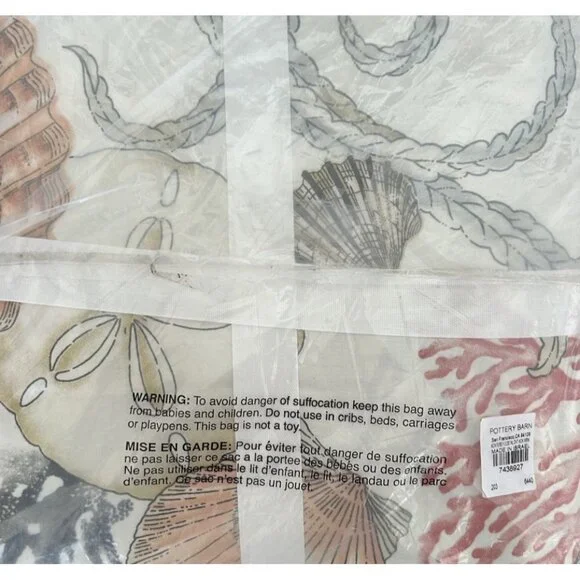 POTTERY BARN MONTEREY COASTAL DUVET COVER King / California King Seahorse Coral